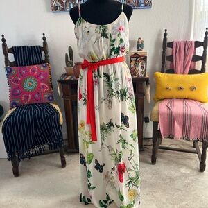 AngelEye Floral Maxi Dress with Red Accent